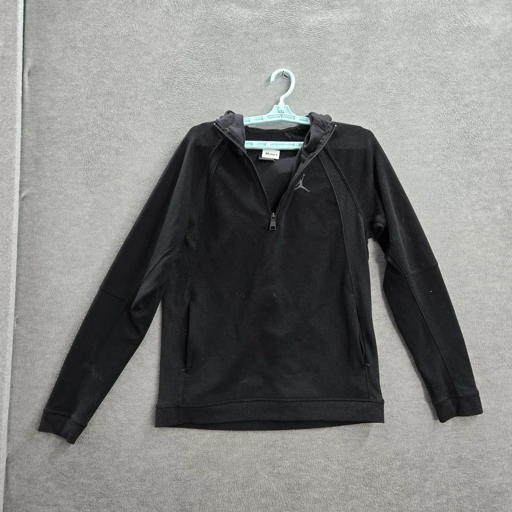 Air Jordan Men Sweatshirt S Black Jumpman Logo Activewear Statement 1/2 Zip‎